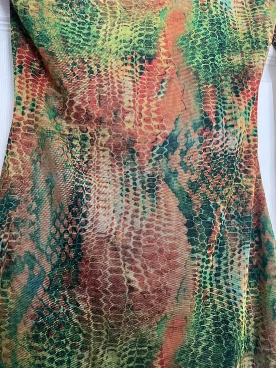 PrettyLittleThing Women’s Size 2 Green Brown Snake-Print Long Sleeve Mini Dress - Picture 10 of 10